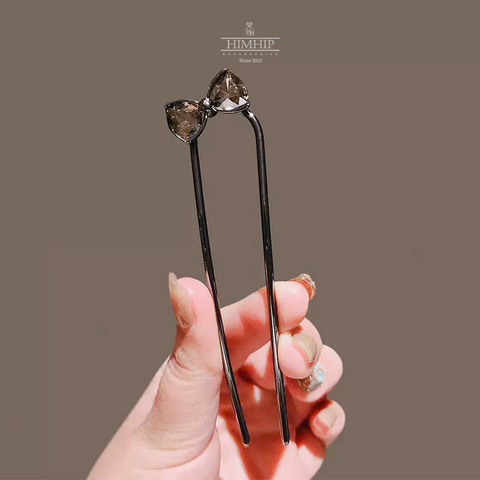Trâm Cài Tóc HimHip HKCC Nơ Phale Viền HKCC 12x2.5cm Kèm Hộp Phụ Kiện Áo Dài