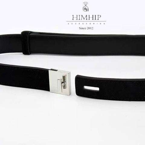 Dây Lưng HimHip Da Lộn Khóa Chữ T Thanh Lịch 96*3cm