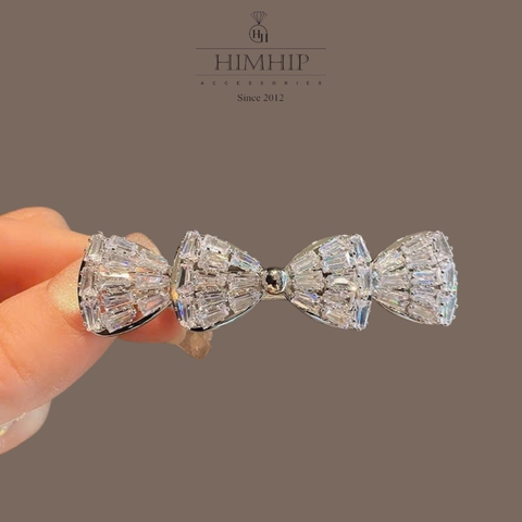 Kẹp Mái HimHip HKCC Đính Nơ Phale Lấp Lánh 6x1cm