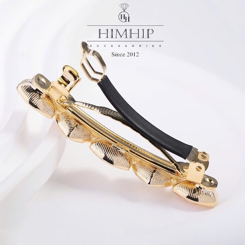 Kẹp Bấm HimHip HKCC Đính 5 Hạt Phale Tam Giác Lấp Lánh 6.5x1.4cm