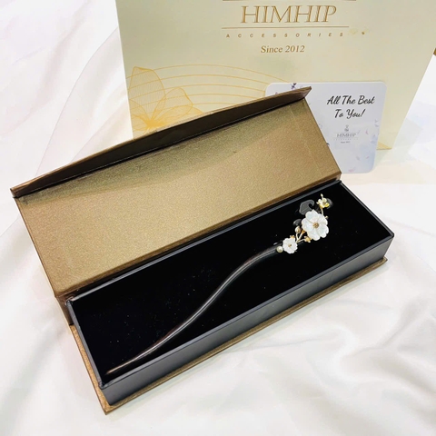 Trâm Cài Tóc HimHip Bạch Mai Đề Vân Sang Trọng 18x2.5cm Kèm Hộp Phụ Kiện Áo Dài