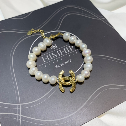 Vòng Tay HimHip Trai Thật Mix Mặt Chữ Chanel Khóa Thả Sang Trọng 18+5cm