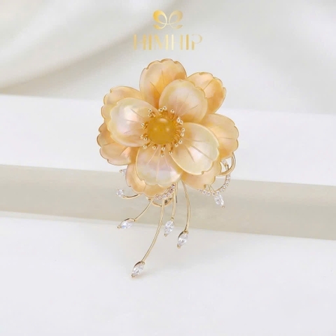 Trâm, Ghim Cài Áo HimHip HKCC Mai Trà Camellia 6.1x3.8cm