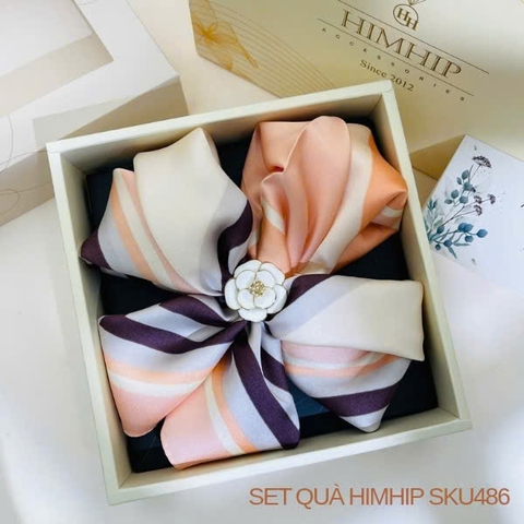 Set Quà 20/11 HimHip Lụa Vuông 60*60cm & Cài Khăn Kèm Túi Hộp Thiệp - 486