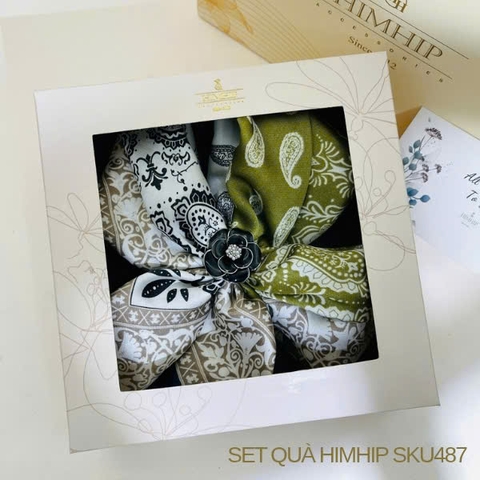 Set Quà 20/11 HimHip Lụa Vuông 60*60cm & Cài Khăn Kèm Túi Hộp Thiệp - 487