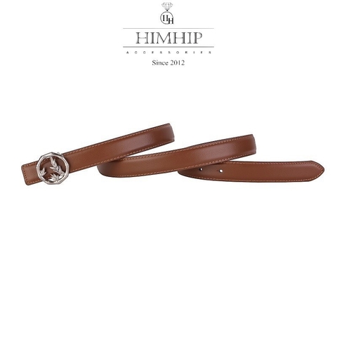 Dây Lưng HimHip Da Thật Mặt Tròn Phối Lá Sang Trọng 2.5x100cm