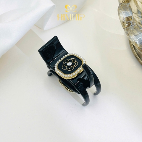 Kẹp Càng Cua HimHip Composite Charm Mặt Vuông Hoa Hồng Viền Giả Trai 3 Răng 5x2cm