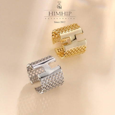 Cài Khăn Ống HimHip Size To Hình Chữ H Sang Trọng HKCC Đính Phale 2cm - Trắng