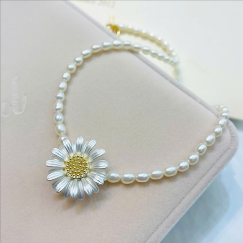 Set Trang Sức HimHip Vòng Cổ Trai Thật 4ly 40.5cm, Khuyên Trai Thật 1*2cm Kèm Hộp