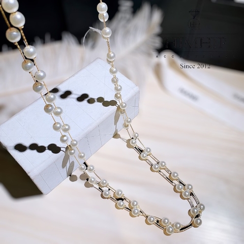 Vòng Cổ Thời Trang HimHip Hạt Giả Trai Mix Dây HKCC Thanh Lịch Phụ Kiện Áo Dài