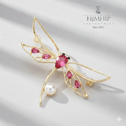 Trâm, Ghim Cài Áo HimHip HKCC Chuồn Chuồn Sương Mai 4*5.8cm