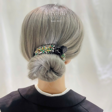 Kẹp Càng Cua HimHip Composite Đính Hạt Đá Nhỏ Dáng Dài Cổ Điển 3 Răng 6cm