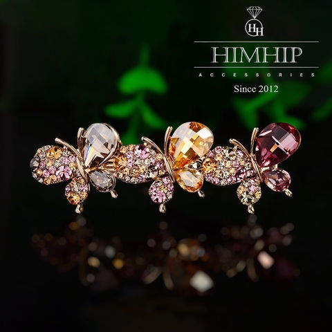 Kẹp Bấm HimHip HKCC Đính Phale Ba Bướm Thanh Lịch 2x7cm