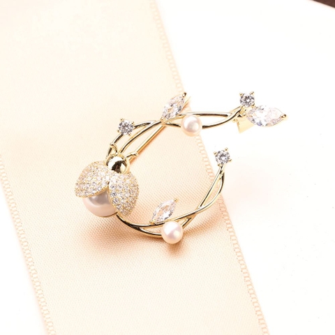 Trâm, Ghim Cài Áo HimHip Bọ Nhỏ Và Cành Xuân Sang Trọng HKCC Đính Phale 4cm