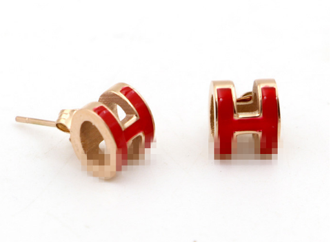Khuyên Tai Nụ HimHip Chữ H Viền Vàng Sang Trọng Titan 0.7cm