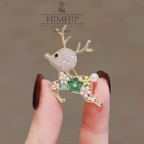 Trâm, Ghim Cài Áo HimHip Hươu Nhỏ Đáng Yêu HKCC Mix Trai 2,5*3,5cm