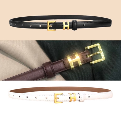 Dây Lưng HimHip Da Thật Chữ H Vàng Sang Trọng 1.6x102cm