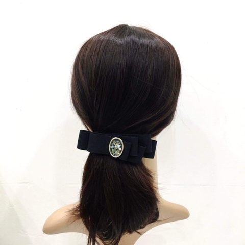 Kẹp Bối, Búi Lưới HimHip Đính 2 Hạt Giả Trai Nơ Nhung Thanh Lịch 14cm