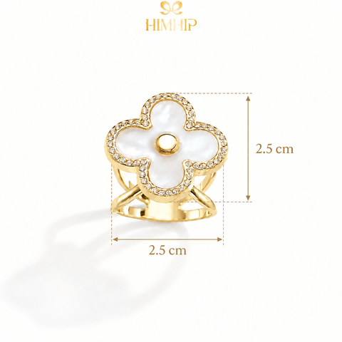 Cài Khăn 4 Chấu HimHip HKCC Mặt Hoa May Mắn Viền Phale 2.6x2.6cm