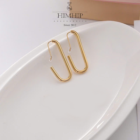 Khuyên Tai Dài HimHip TiTan Dáng Móc Chữ D 4.5cm