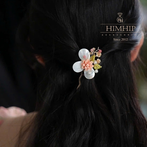 Trâm Cài Tóc HimHip HKCC Bạch Lượng Mẫu Kim Kèm Hộp Phụ Kiện Áo Dài 10*4.3cm