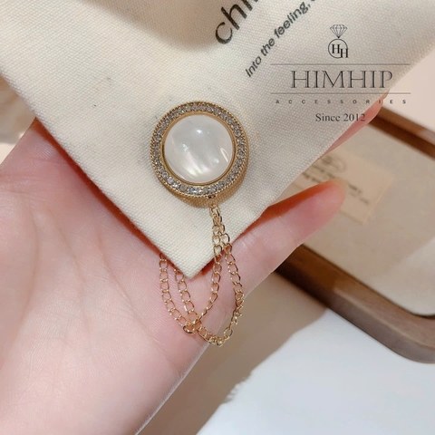 Pin Cài Tự Hít HimHip Mặt Khảm Trai Phối Viền Phale 2.7cm