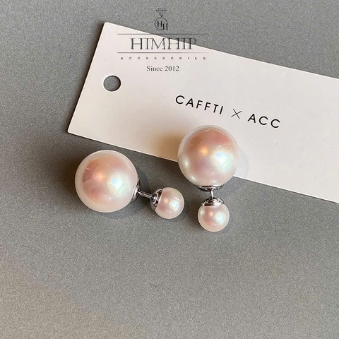 Khuyên Tai Nụ HimHip Hạt Tròn To Nhỏ 2 Kiểu Sang Trọng HKCC Mix Hạt Giả Trai 2x0.5cm