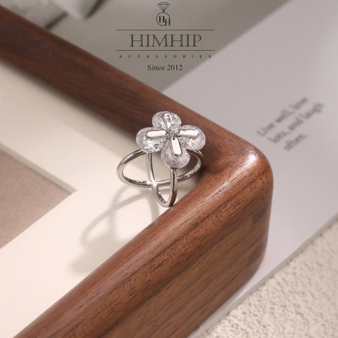 Cài Khăn 4 Chấu HimHip Size Nhỏ Hoa 4 Cánh May Mắn HKCC Đính Phale 1.6x1.6cm