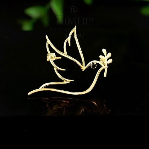 Trâm, Ghim Cài Áo HimHip Chim Én Đưa Chồi Non May Mắn HKCC 3,6*3,6cm