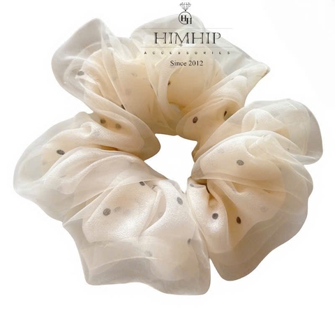 Scrunchies HimHip Voan Nhiều Lớp Chấm Bi Thanh Lịch 12cm