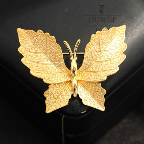 Trâm, Ghim Cài Áo HimHip HKCC Bướm Lá Kim 4.5*5.5cm