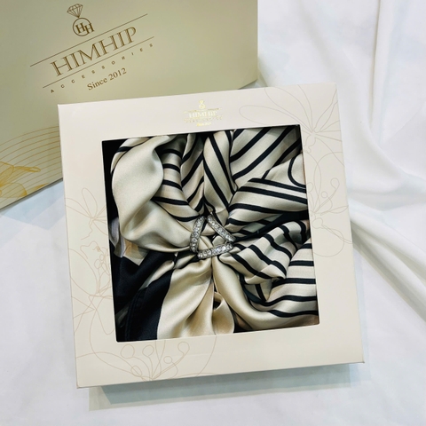 Set Quà HimHip Khăn Lụa Vuông 70x70cm & Cài Khăn Kèm Túi Hộp Thiệp - 448