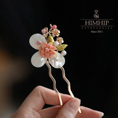 Trâm Cài Tóc HimHip HKCC Bạch Lượng Mẫu Kim Kèm Hộp Phụ Kiện Áo Dài 10*4.3cm