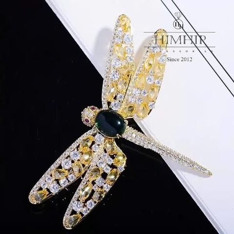 Trâm, Ghim Cài Áo HimHip Chuồn Chuồn Thủy Bích 4,5*6,5cm