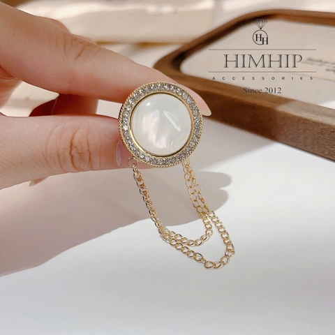 Pin Cài Tự Hít HimHip Mặt Khảm Trai Phối Viền Phale 2.7cm