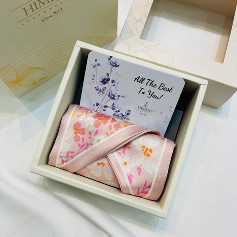 Set Quà 8/3 HimHip Khăn Lụa Tuban 95*10cm Kèm Túi Hộp Thiệp - 1110