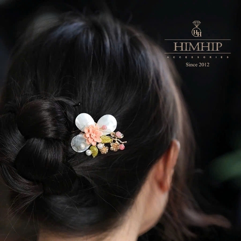Trâm Cài Tóc HimHip HKCC Bạch Lượng Mẫu Kim Kèm Hộp Phụ Kiện Áo Dài 10*4.3cm