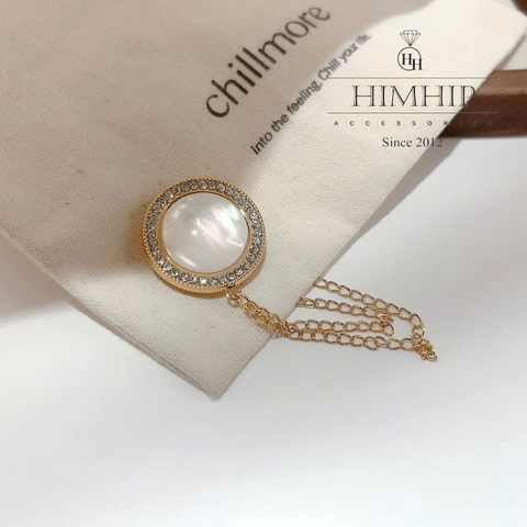 Pin Cài Tự Hít HimHip Mặt Khảm Trai Phối Viền Phale 2.7cm