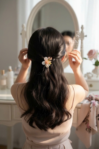 Trâm Cài Tóc HimHip HKCC Bạch Lượng Mẫu Kim Kèm Hộp Phụ Kiện Áo Dài 10*4.3cm