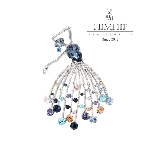 Trâm, Ghim Cài Áo HimHip HKCC Vũ Công Phale Xanh Lấp Lánh 5x7cm