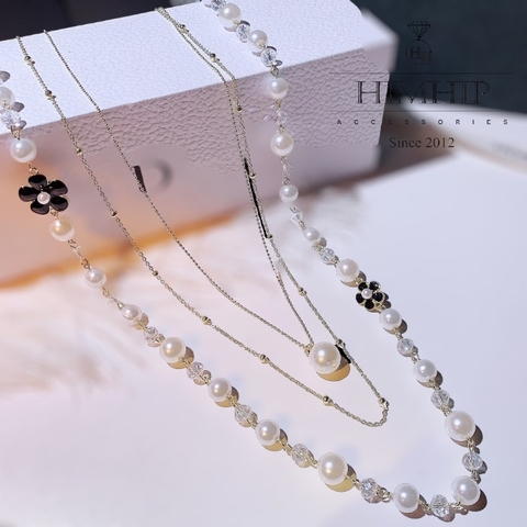 Vòng Cổ Thời Trang HimHip Hạt Giả Trai Mix Phale Dây HKCC Thanh Lịch Phụ Kiện Áo Dài