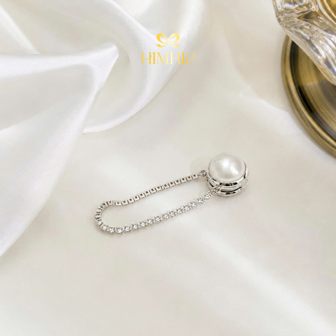 Pin Cài Tự Hít HimHip Nửa Hạt Giả Trai Phối Dây Phale Lấp Lánh 1.2cm