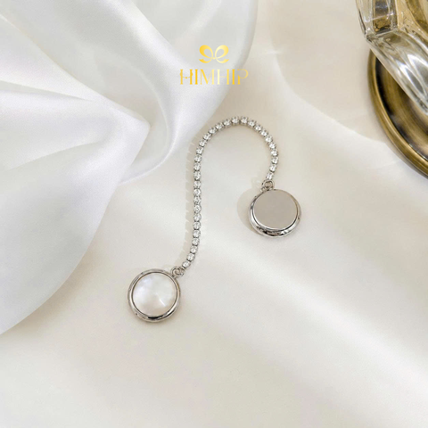 Pin Cài Tự Hít HimHip Nửa Hạt Giả Trai Phối Dây Phale Lấp Lánh 1.2cm