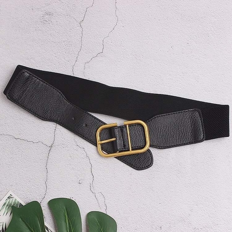 Dây Lưng HimHip Da Thật Phối Chun Khoá Hình Chữ Nhật Mạ Vàng Sang Trọng