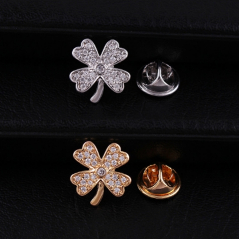 Pin Cài Áo HimHip Cỏ 4 Lá Mini May Mắn HKCC Đính Phale 1.5cm