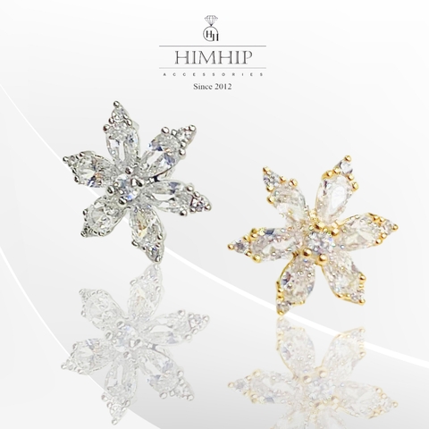 Pin Cài Áo HimHip Hoa Nhỏ 6 Cánh Thanh Lịch HKCC Đính Phale 1.5cm