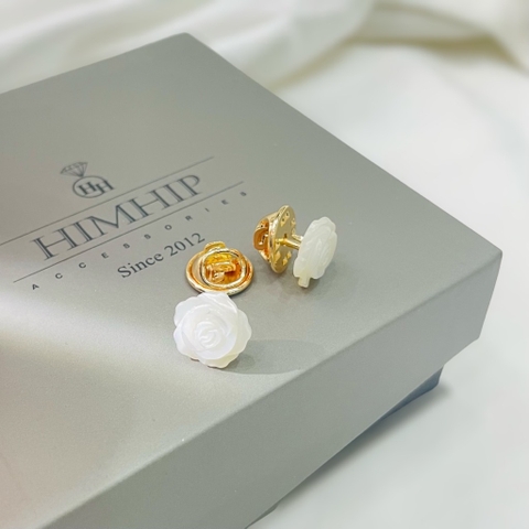 [Thiết kế] Pin Cài Áo HimHip Hoa Hồng Sang Trọng HKCC Khảm Trai 1,2cm