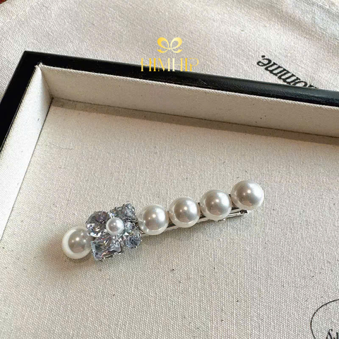 Kẹp Mỏ Vịt HimHip HKCC Hạt Giả Trai Gắn Hoa Phale Nhiều Hình 6.5x1.5cm