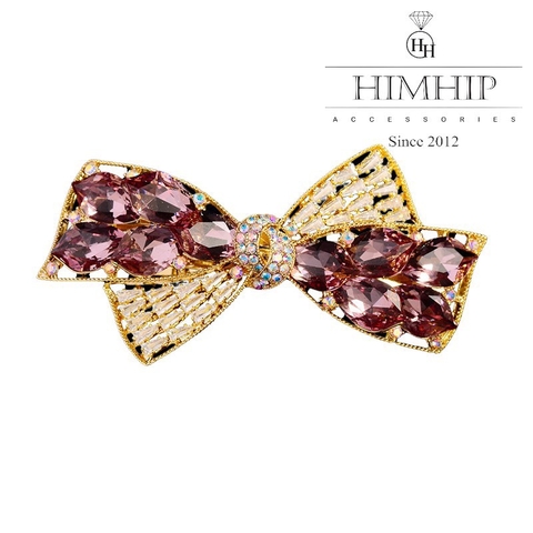 Kẹp Bấm HimHip HKCC Đính Phale Nơ Chéo Sang Trọng 3x7cm