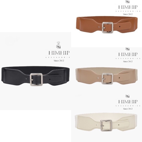 Dây Lưng HimHip Da Thật Khoá Vuông Mix Chun Co Giãn 4x75.5cm